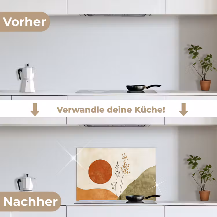 Spritzschutz Küche - Sonne - Abstrakt - Äste - Orange — 7