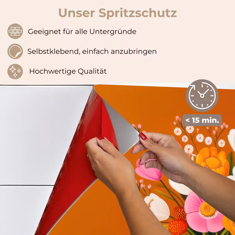Spritzschutz Küche - Vase - Blumen - Orange — 4