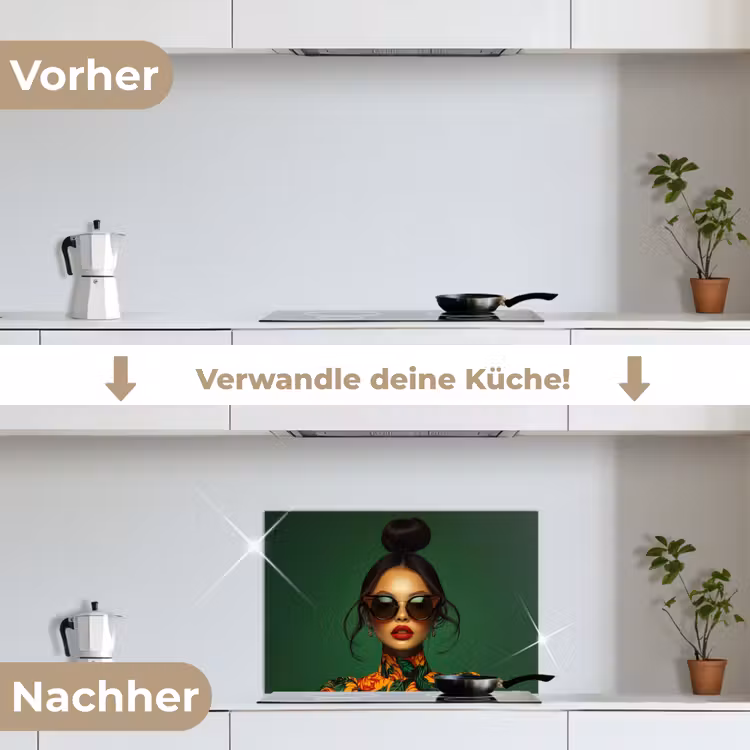 Spritzschutz Küche - Frau - Grün - Modern - Brille - Abstrakt — 7
