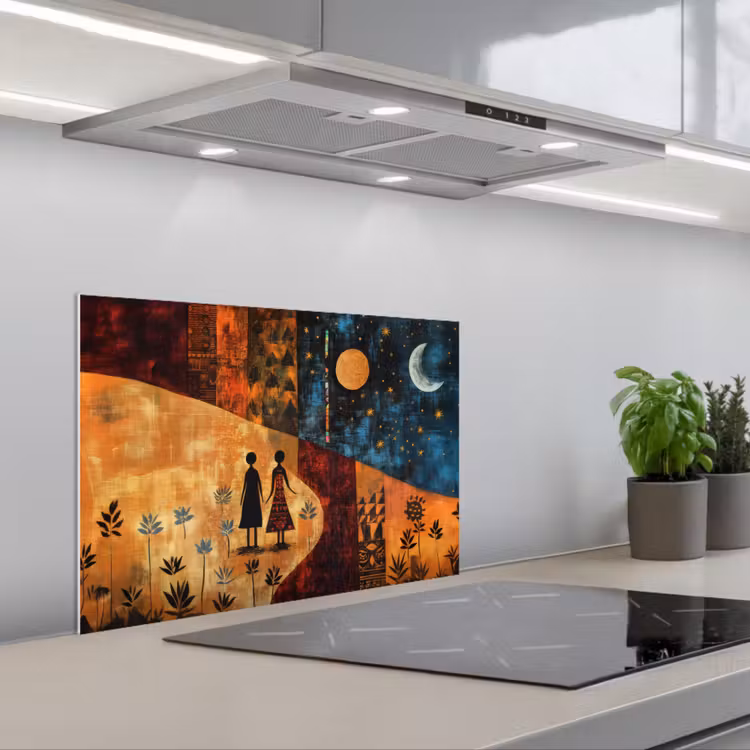Spritzschutz Küche - Scherenschnitte - Abstrakt - Sonne - Mond — 1