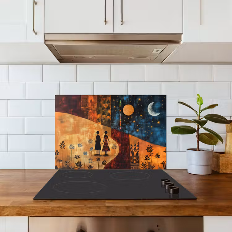 Spritzschutz Küche - Scherenschnitte - Abstrakt - Sonne - Mond — 3