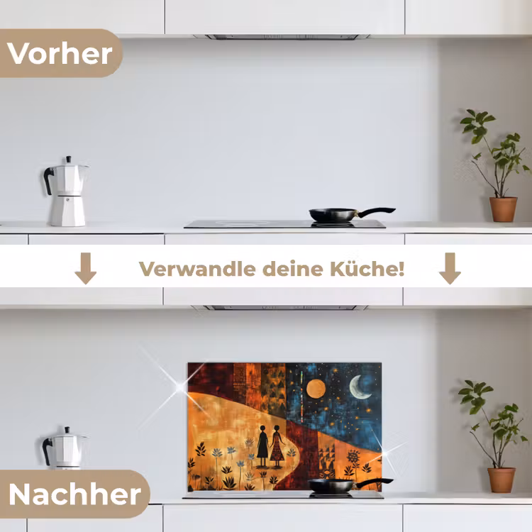 Spritzschutz Küche - Scherenschnitte - Abstrakt - Sonne - Mond — 7