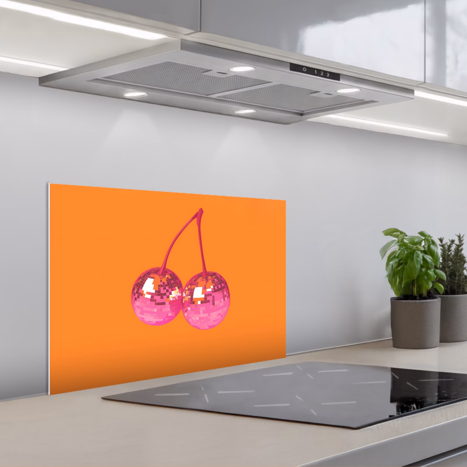Spritzschutz Küche - Discokugeln - Kirsche - Spiegel - Rosa — 1
