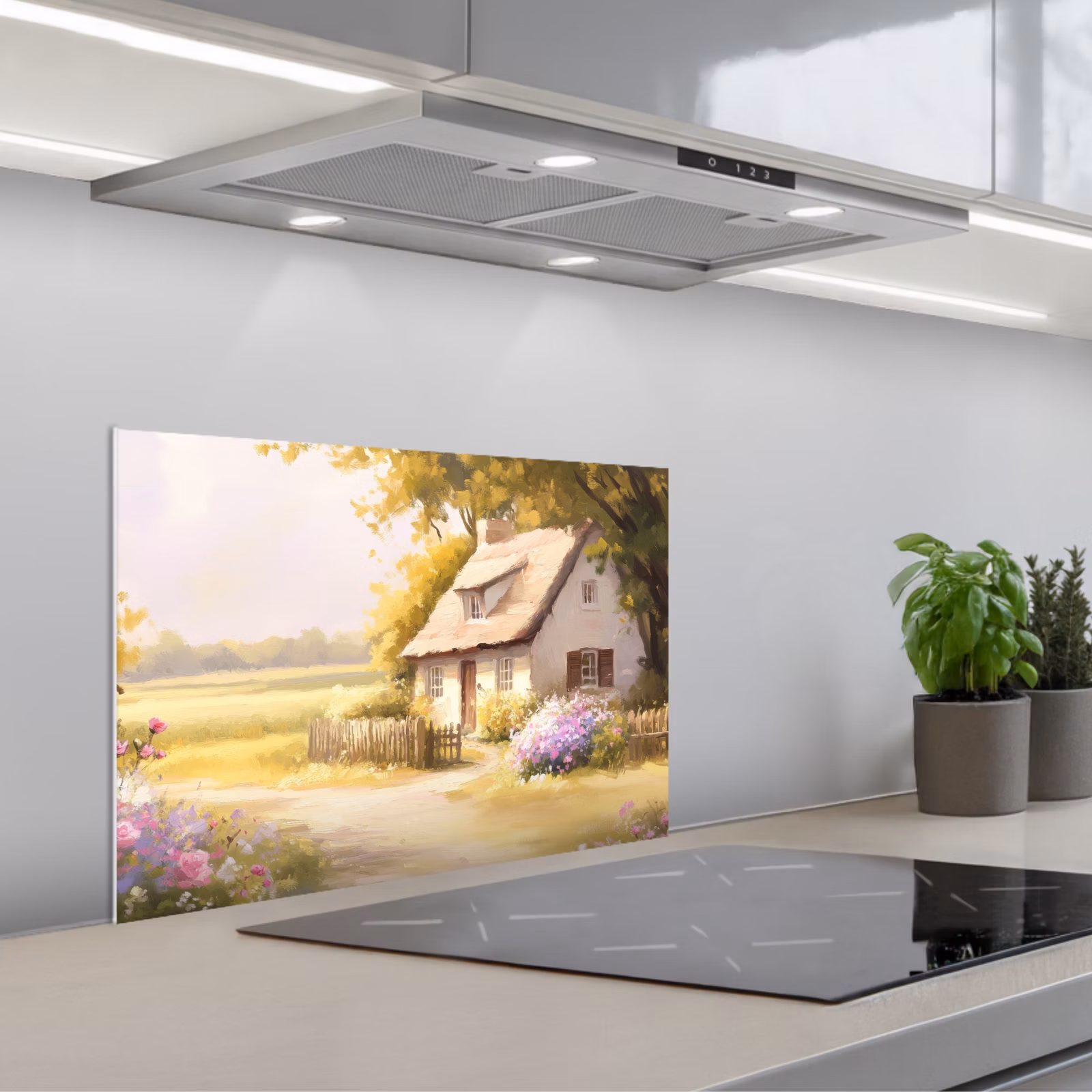 Spritzschutz Küche - Landhaus - Holz - Blumen — 1