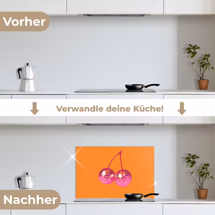 Spritzschutz Küche - Discokugeln - Kirsche - Spiegel - Rosa — 7