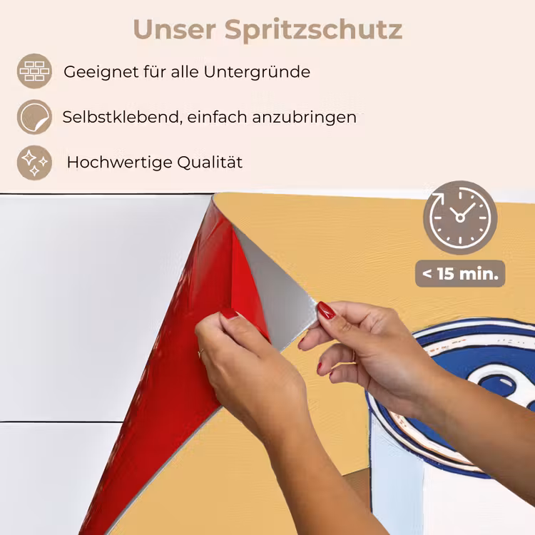 Spritzschutz Küche - Dose - Minimalistisch - Blau - Illustration — 4