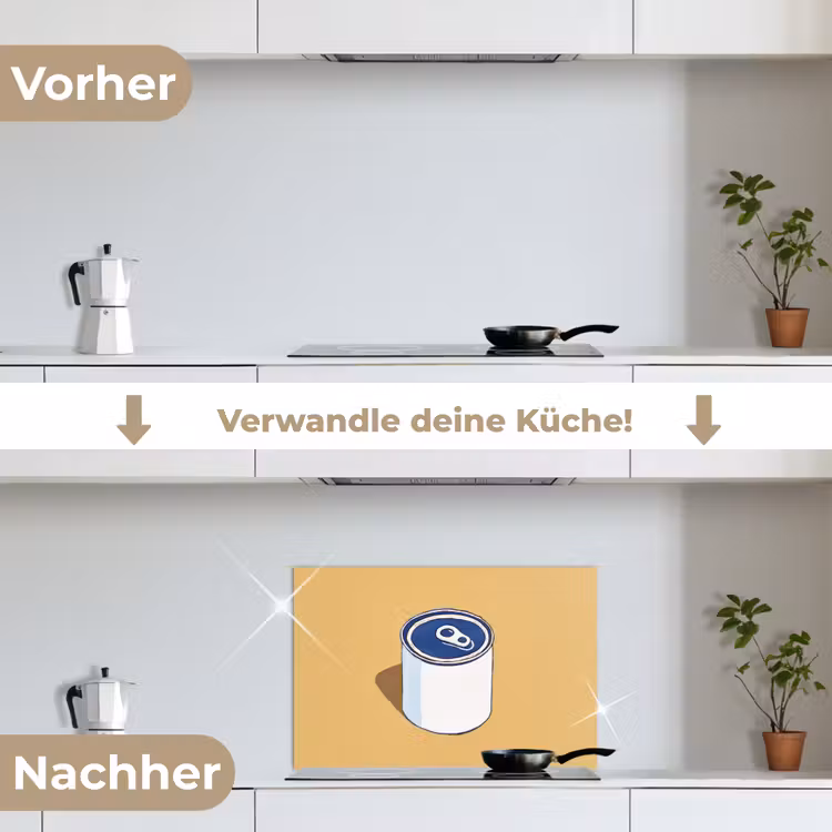 Spritzschutz Küche - Dose - Minimalistisch - Blau - Illustration — 7