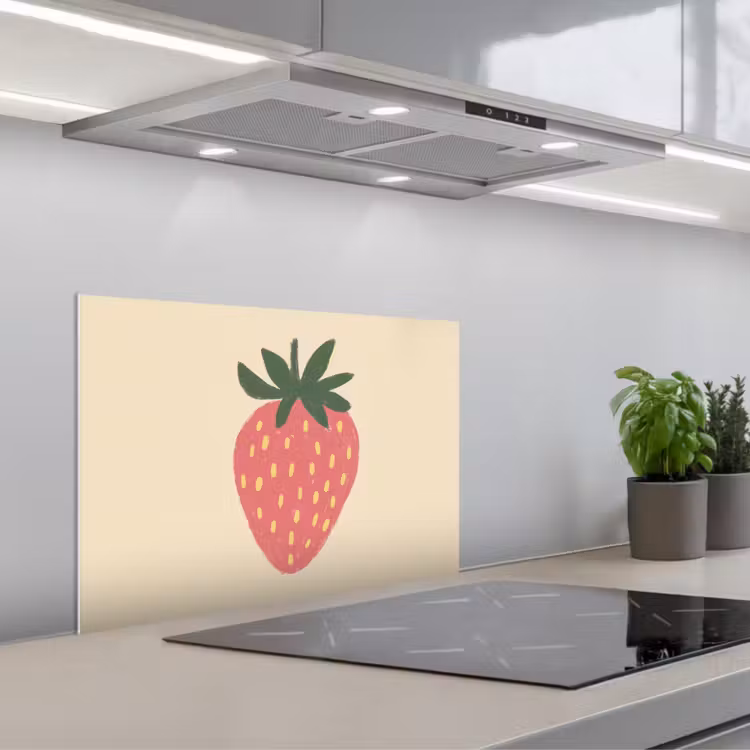 Spritzschutz Küche - Erdbeere - Minimalistisch - Rot - Obst — 1