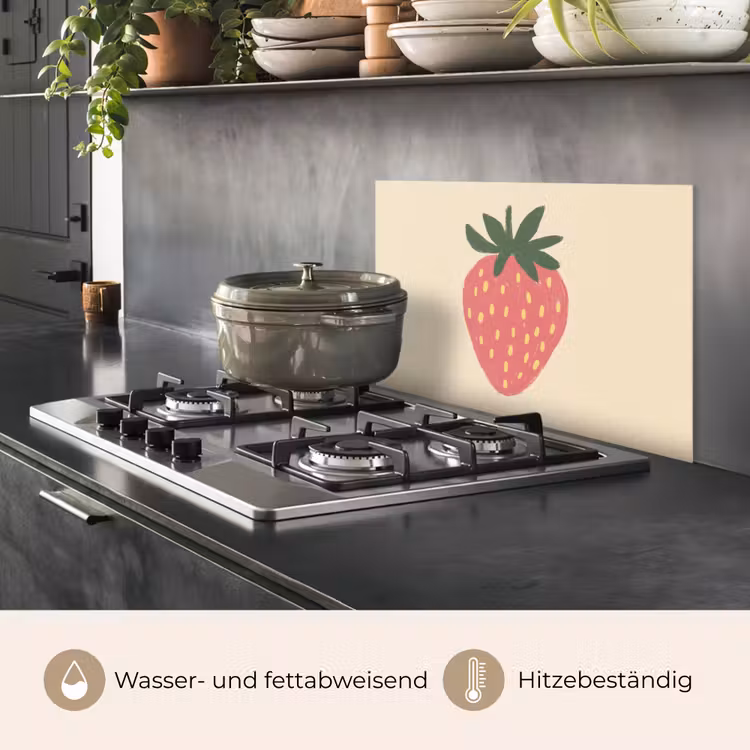 Spritzschutz Küche - Erdbeere - Minimalistisch - Rot - Obst — 2