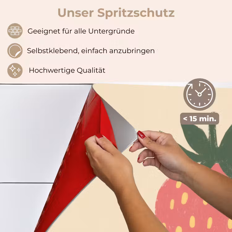 Spritzschutz Küche - Erdbeere - Minimalistisch - Rot - Obst — 4