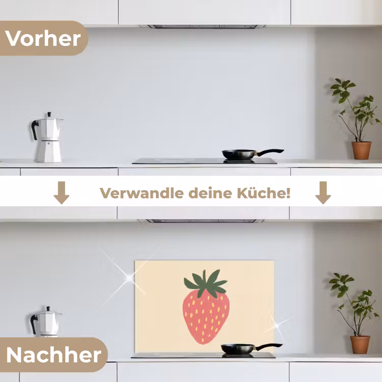 Spritzschutz Küche - Erdbeere - Minimalistisch - Rot - Obst — 7