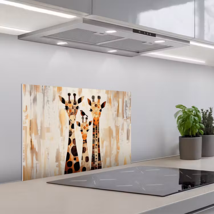 Spritzschutz Küche - Giraffen - Cartoon - Creme — 1