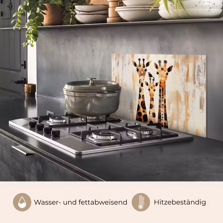 Spritzschutz Küche - Giraffen - Cartoon - Creme — 2