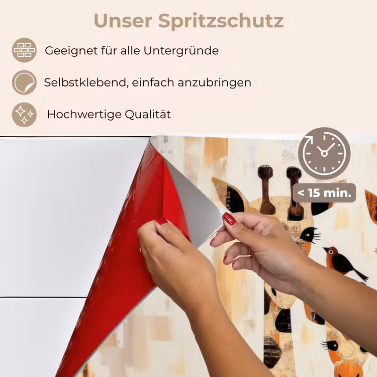 Spritzschutz Küche - Giraffen - Cartoon - Creme — 4