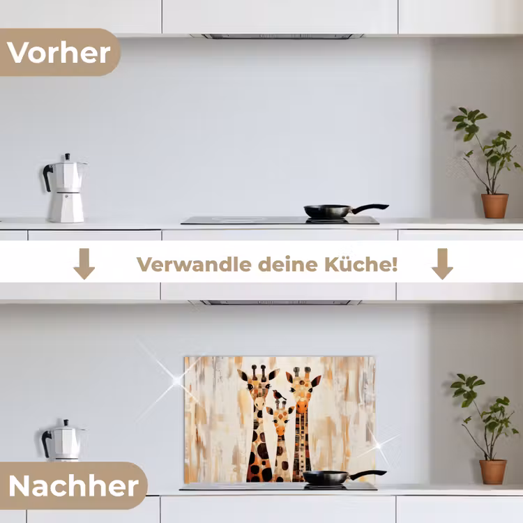 Spritzschutz Küche - Giraffen - Cartoon - Creme — 7