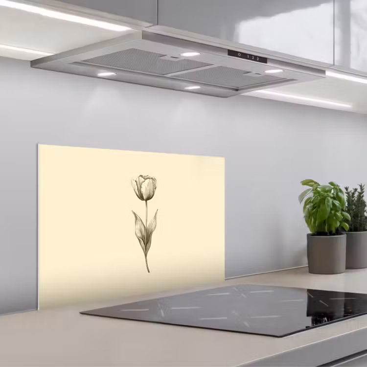 Spritzschutz Küche - Illustration - Tulpe - Schwarz — 1