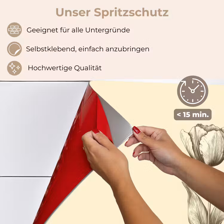 Spritzschutz Küche - Illustration - Tulpe - Schwarz — 4