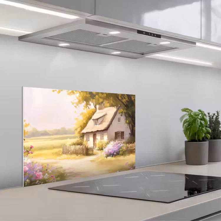 Spritzschutz Küche - Landhaus - Holz - Blumen — 1