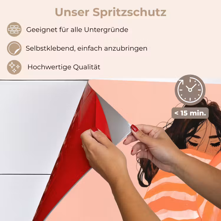 Spritzschutz Küche - Mädchen - Decke - Gestreift - Orange — 4