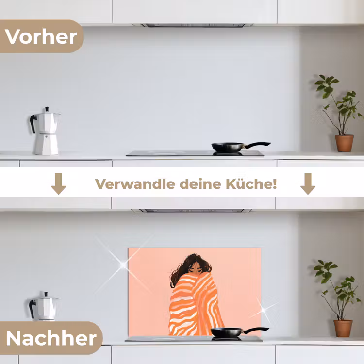 Spritzschutz Küche - Mädchen - Decke - Gestreift - Orange — 7