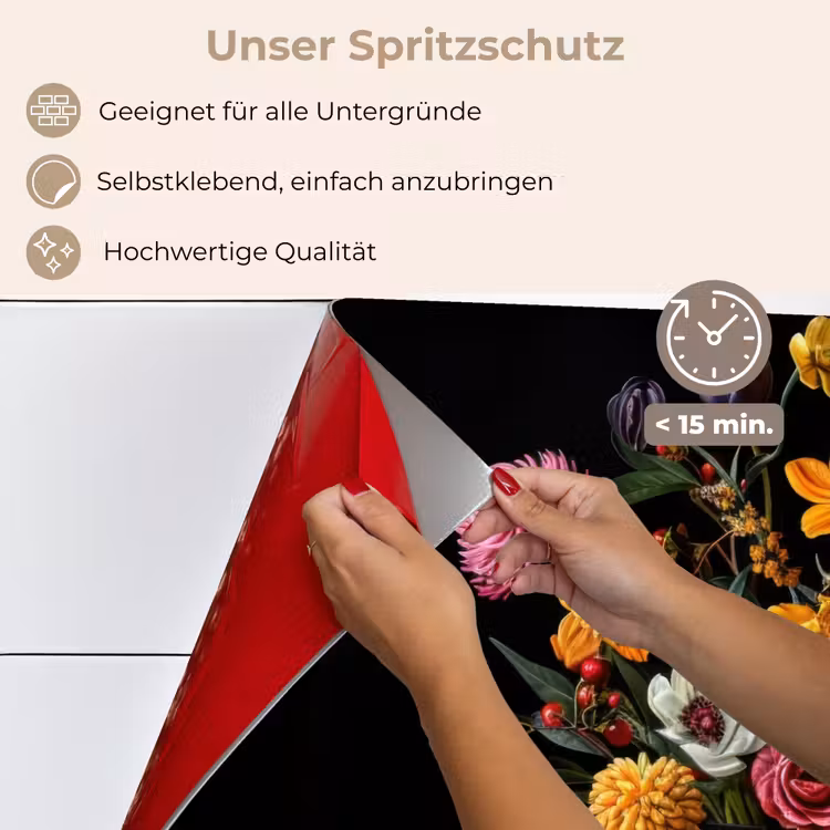 Spritzschutz Küche - Ornamental - Blumenstrauß - Blätter — 4