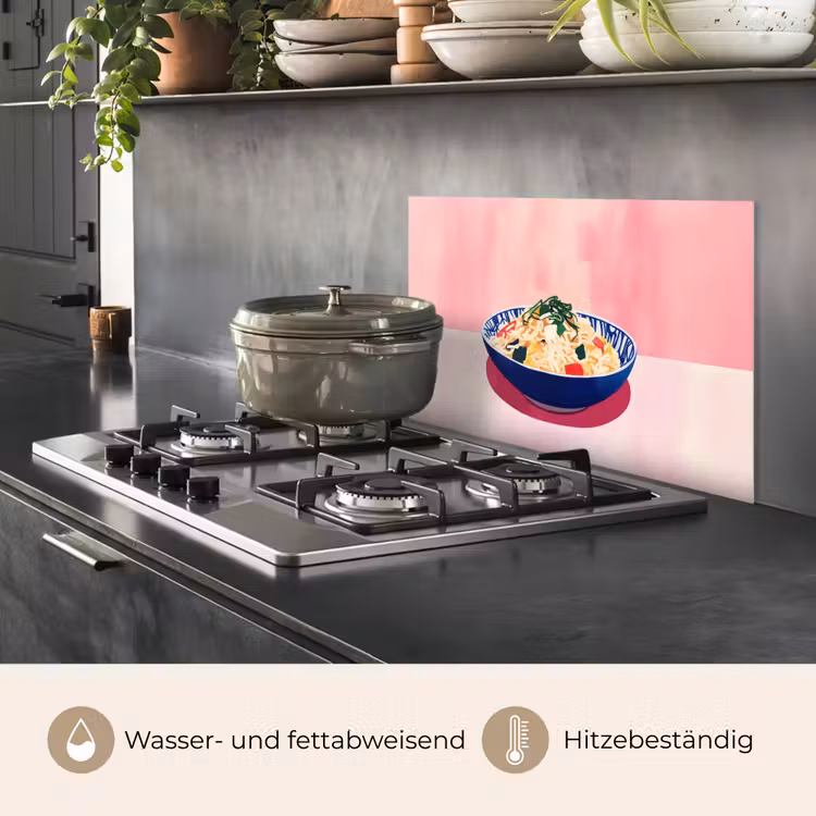 Spritzschutz Küche - Reis - Illustration - Schüssel - Gemüse — 2