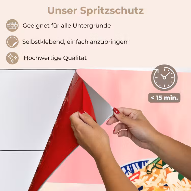 Spritzschutz Küche - Reis - Illustration - Schüssel - Gemüse — 4