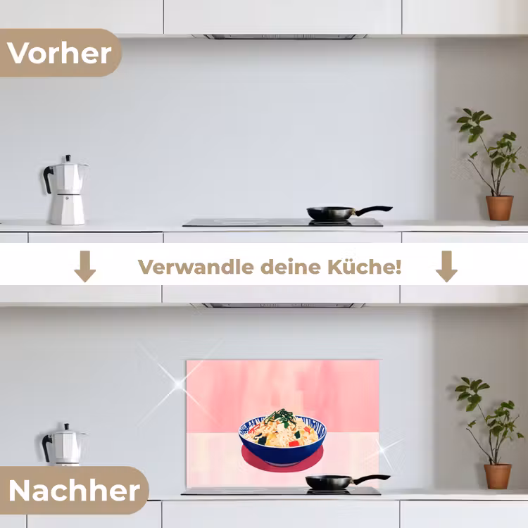 Spritzschutz Küche - Reis - Illustration - Schüssel - Gemüse — 7