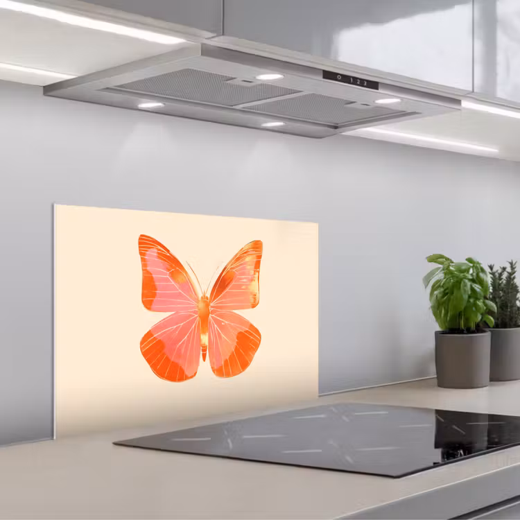 Spritzschutz Küche - Schmetterling - Minimalistisch - Rosa — 1