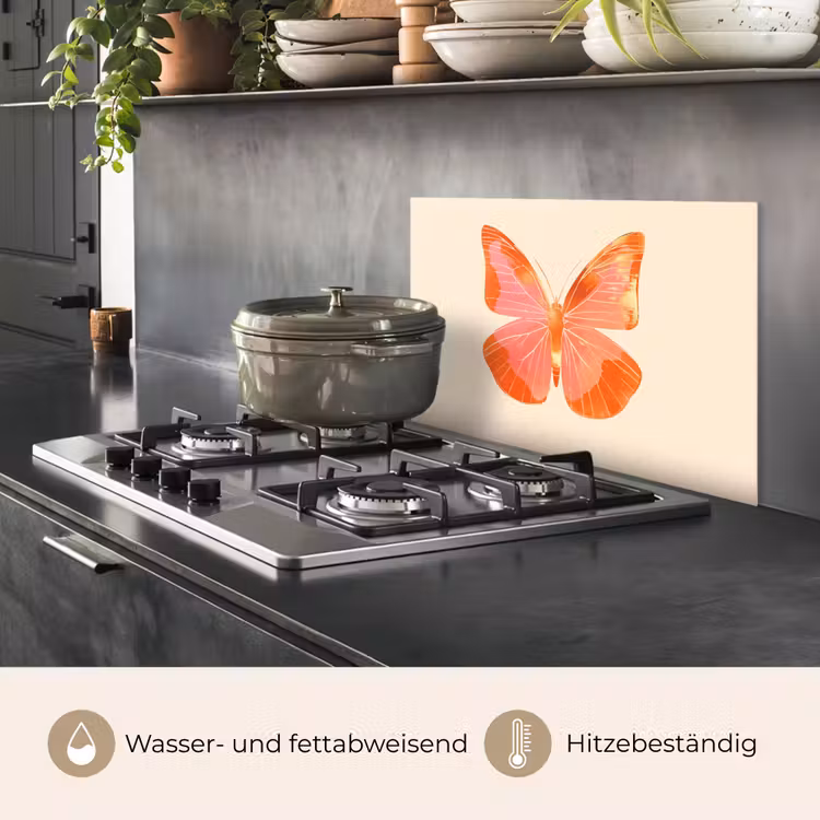 Spritzschutz Küche - Schmetterling - Minimalistisch - Rosa — 2