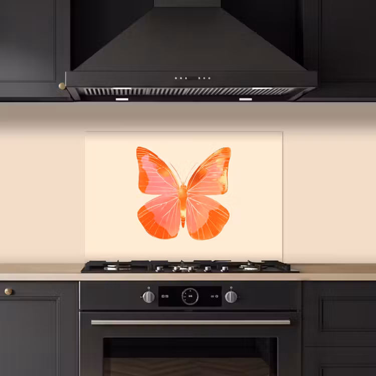 Spritzschutz Küche - Schmetterling - Minimalistisch - Rosa — 5