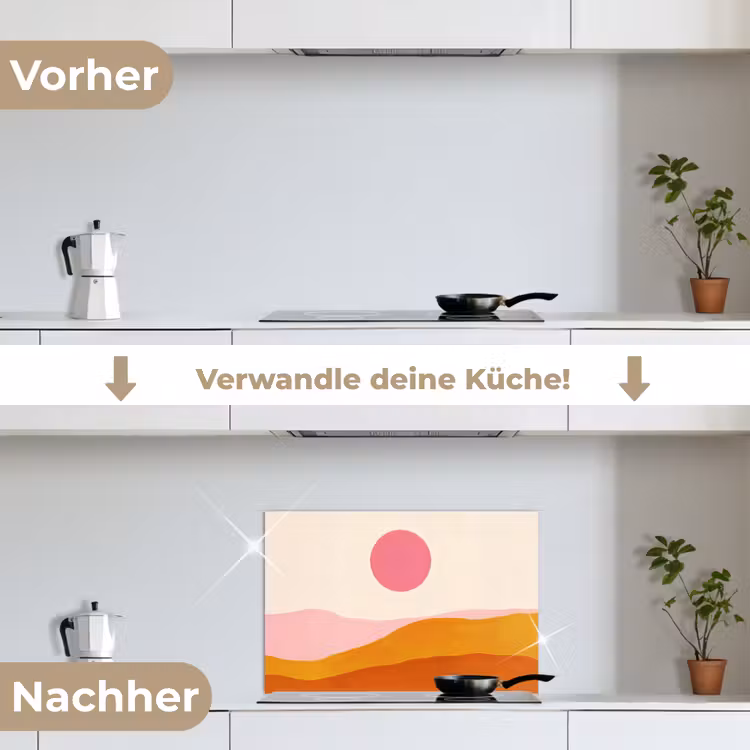 Spritzschutz Küche - Sonne - Hügel - Abstrakt - Rosa — 7