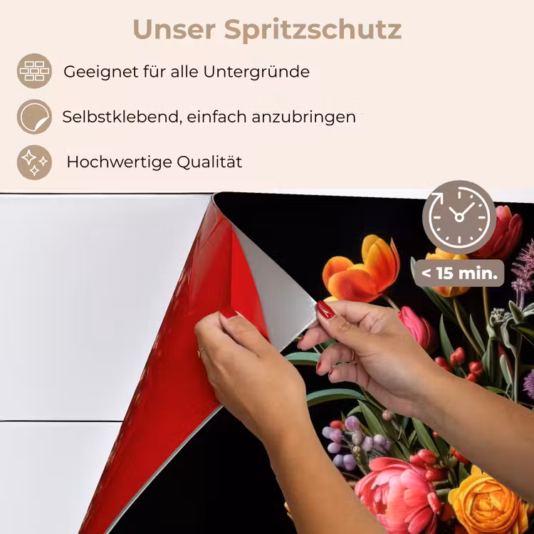 Spritzschutz Küche - Tulpen - Beeren - Blumenstrauß - Vase — 4
