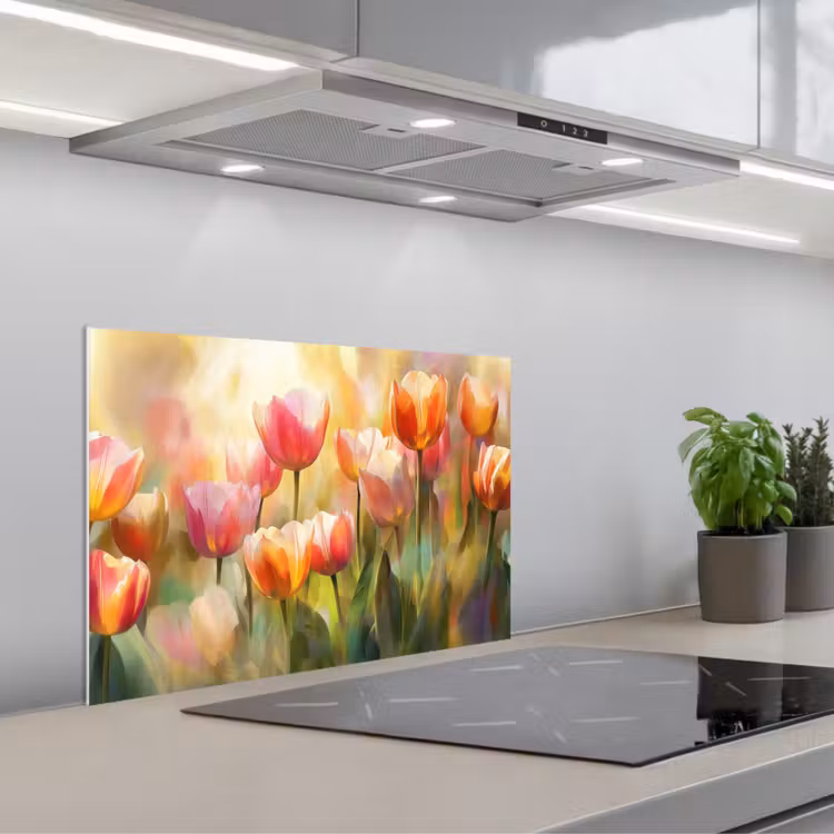 Spritzschutz Küche - Tulpen - Märchenhaft - Farbenfroh — 1