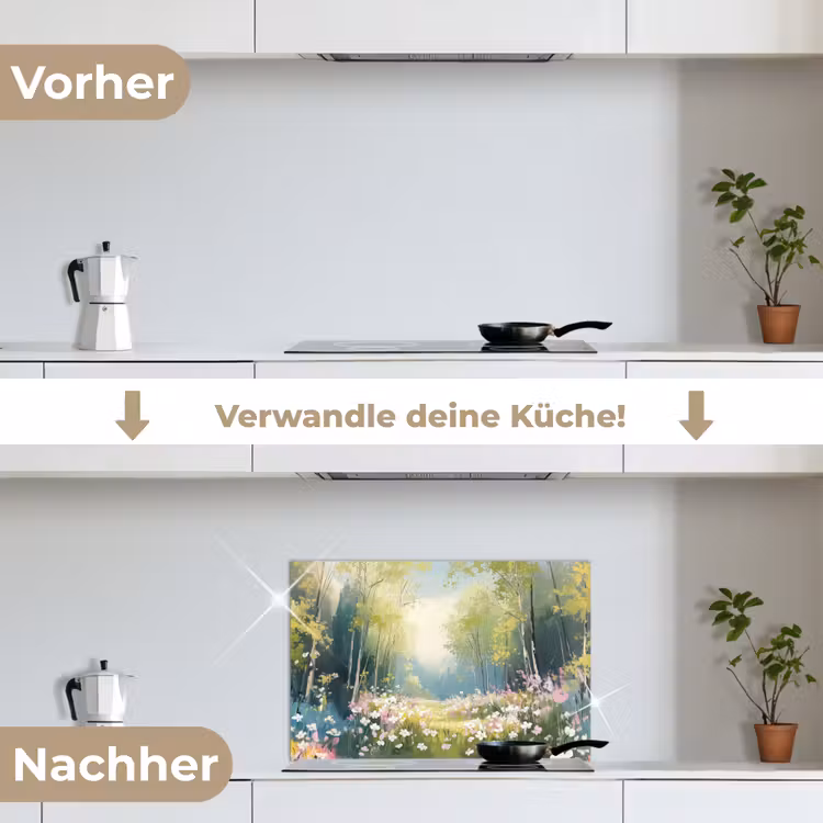 Spritzschutz Küche - Wald - Malerei - Farbenfroh — 7