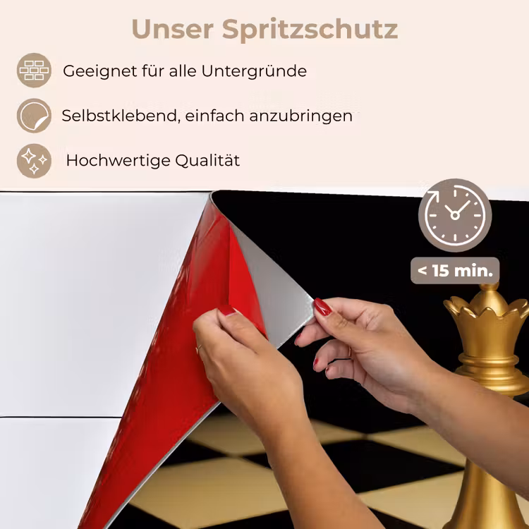 Spritzschutz Küche - Dame - Schachfigur - Blockiert - Gold — 4