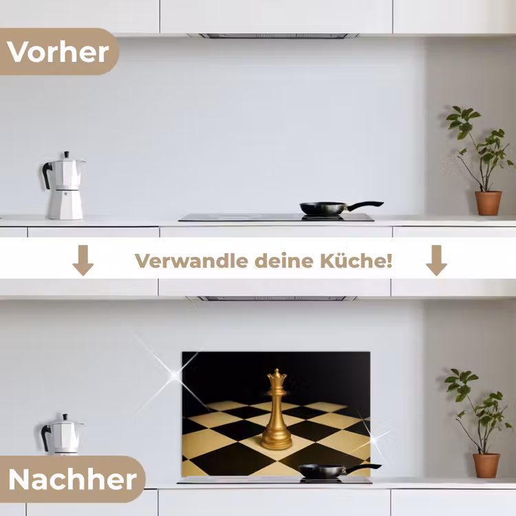 Spritzschutz Küche - Dame - Schachfigur - Blockiert - Gold — 7