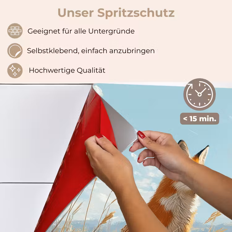 Spritzschutz Küche - Fuchs - Gras - Wolken - Orange — 4