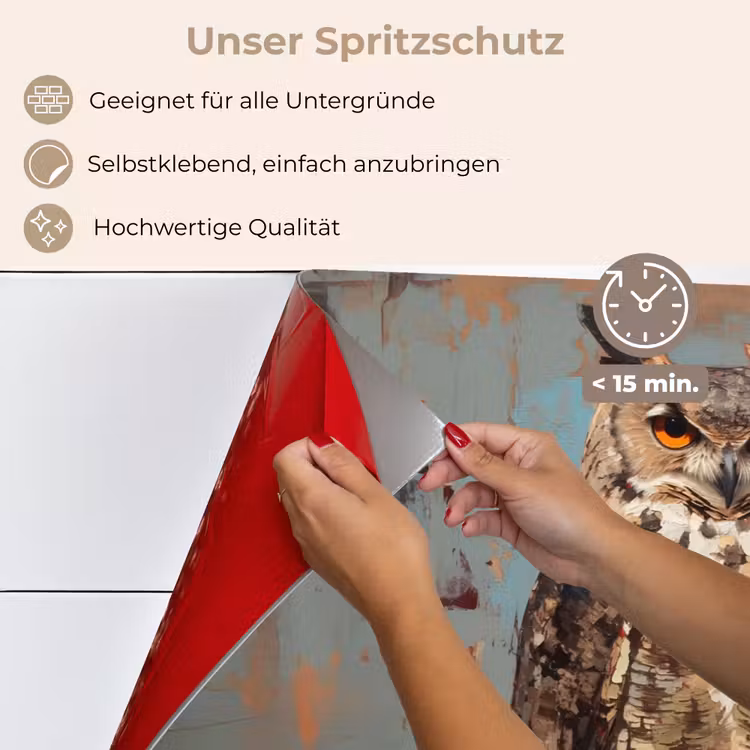 Spritzschutz Küche - Gemalt - Abstrakt - Eule - Braun — 4