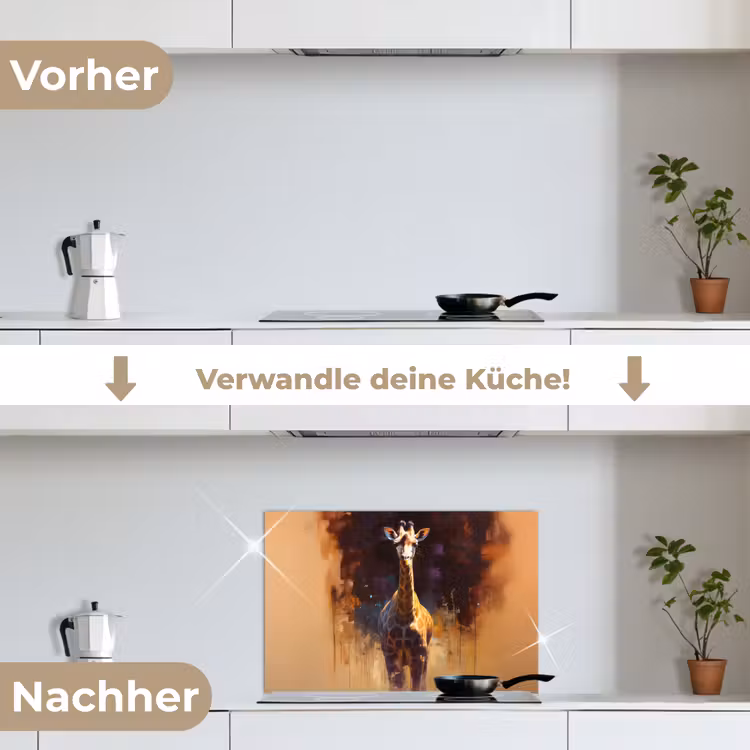 Spritzschutz Küche - Giraffe - Braun - Abstrakt - Gemalt — 7