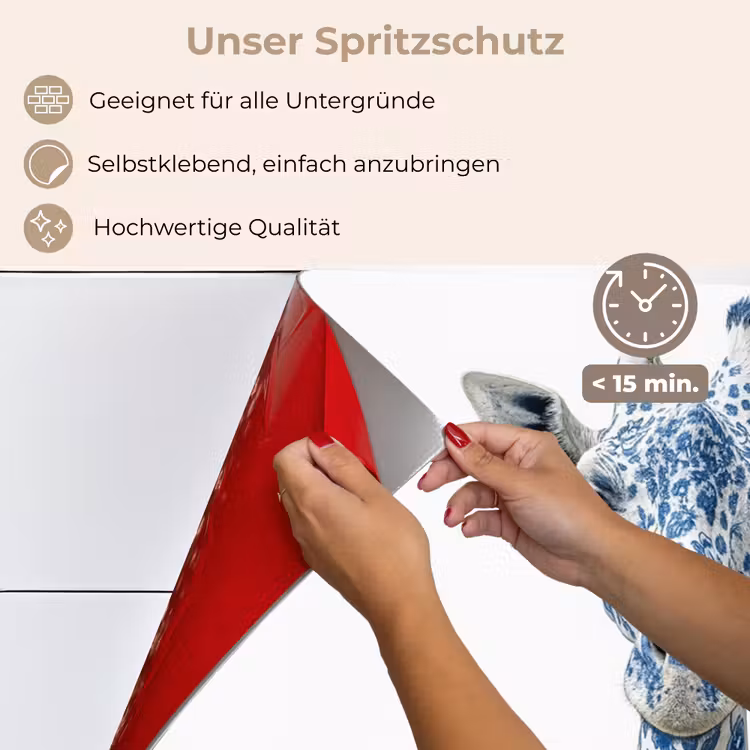 Spritzschutz Küche - Giraffe - Delfter Blau - Tiere - Minimalistisch — 4