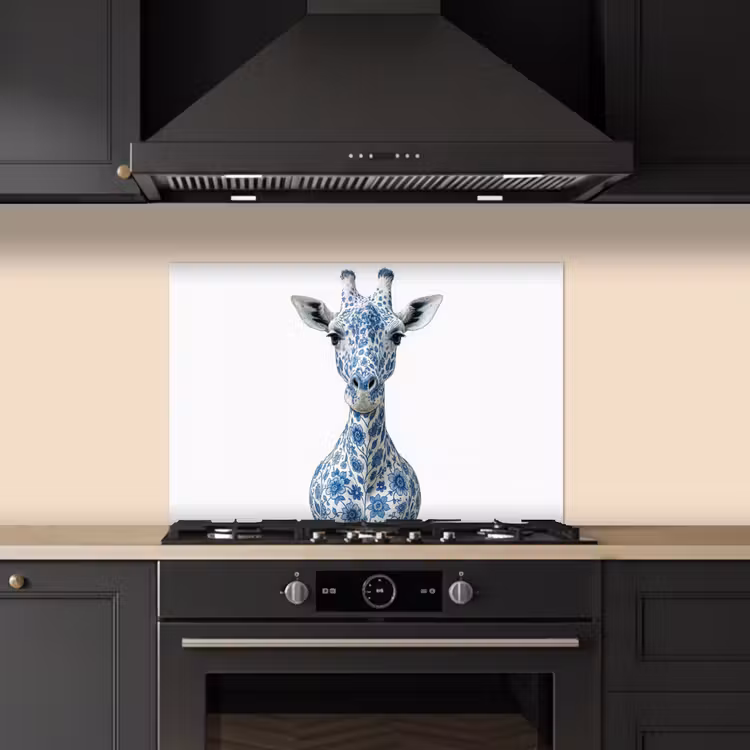 Spritzschutz Küche - Giraffe - Delfter Blau - Tiere - Minimalistisch — 5