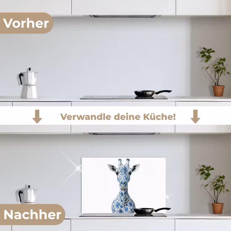 Spritzschutz Küche - Giraffe - Delfter Blau - Tiere - Minimalistisch — 7