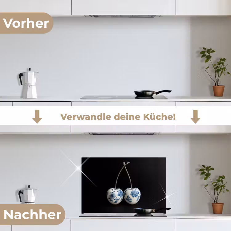 Spritzschutz Küche - Kirschen - Delfter Blau - Obst — 7
