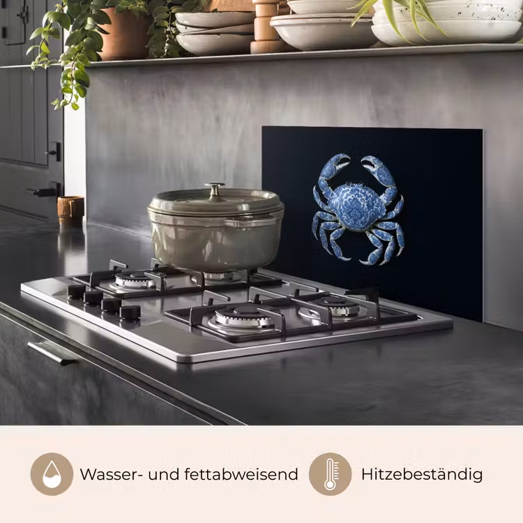 Spritzschutz Küche - Krabbe - Delfter Blau - Tiere — 2