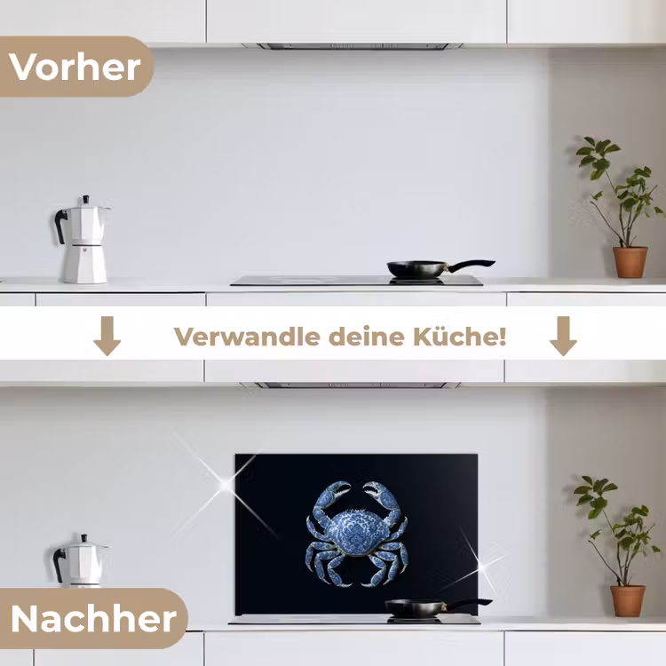 Spritzschutz Küche - Krabbe - Delfter Blau - Tiere — 7
