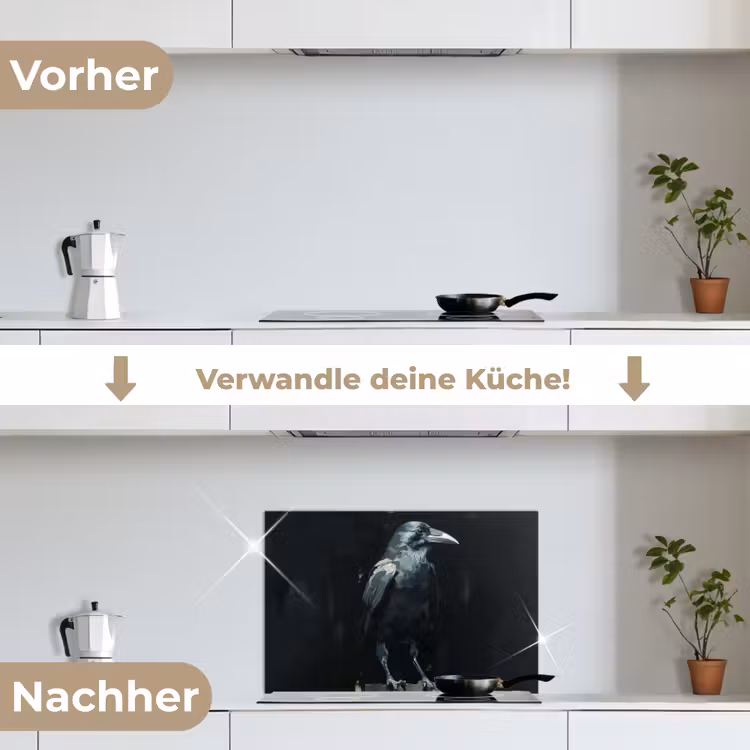 Spritzschutz Küche - Rabe - Vögel - Schwarz — 7