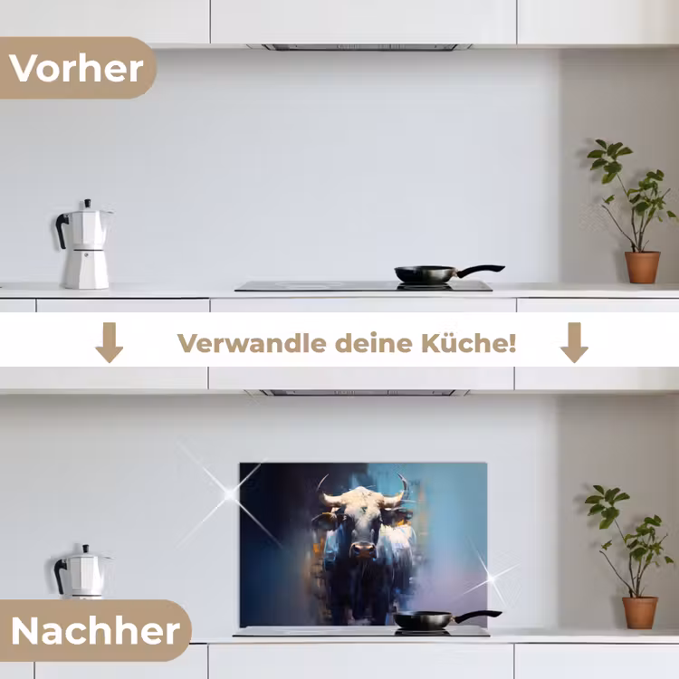 Spritzschutz Küche - Taurus - Schwarz - Abstrakt - Hörner — 7