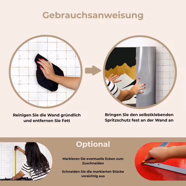 Spritzschutz Küche - Wolf - Berg - Mond - Schwarz — 6