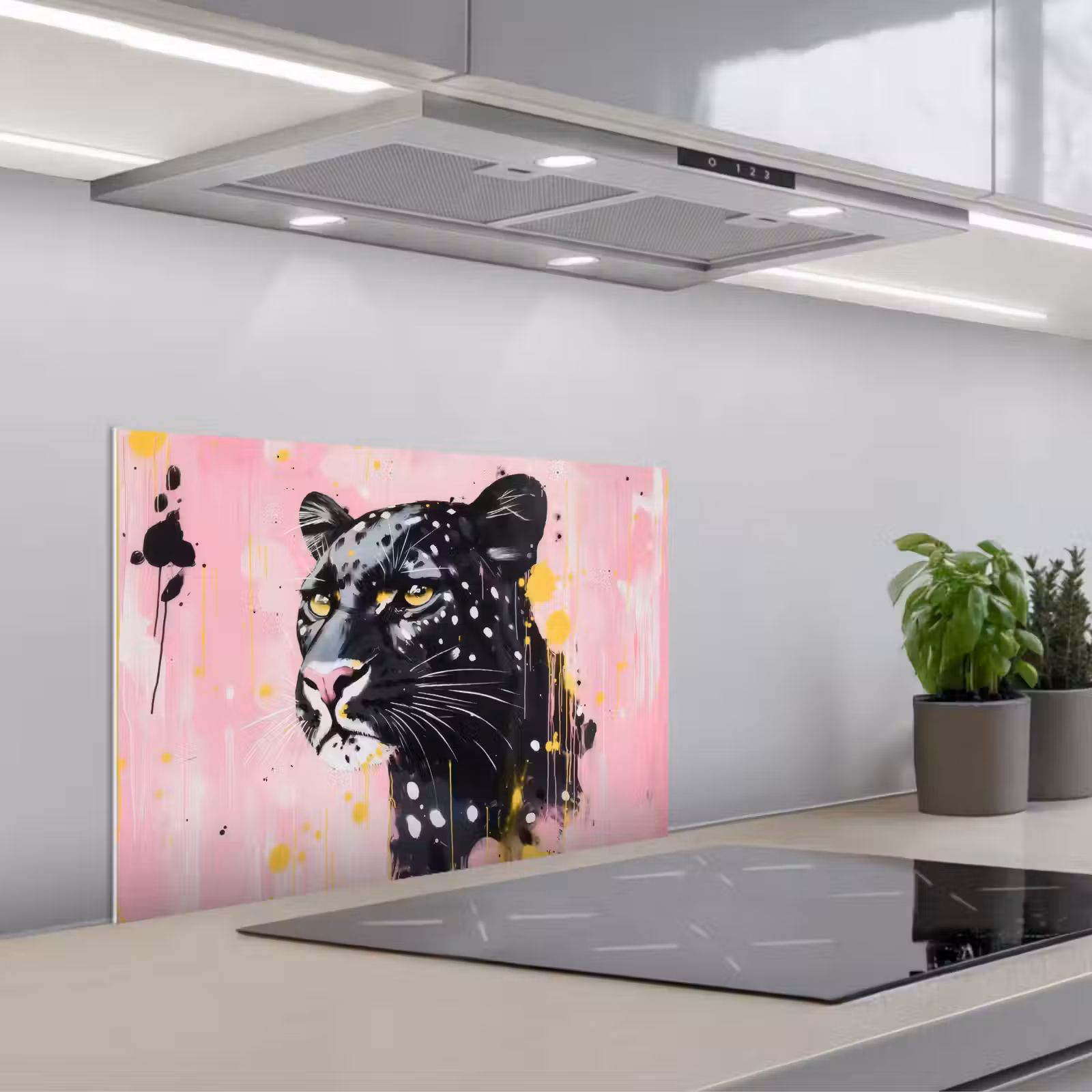 Spritzschutz Küche - Schwarz - Panther - Rosa - Abstrakt — 1